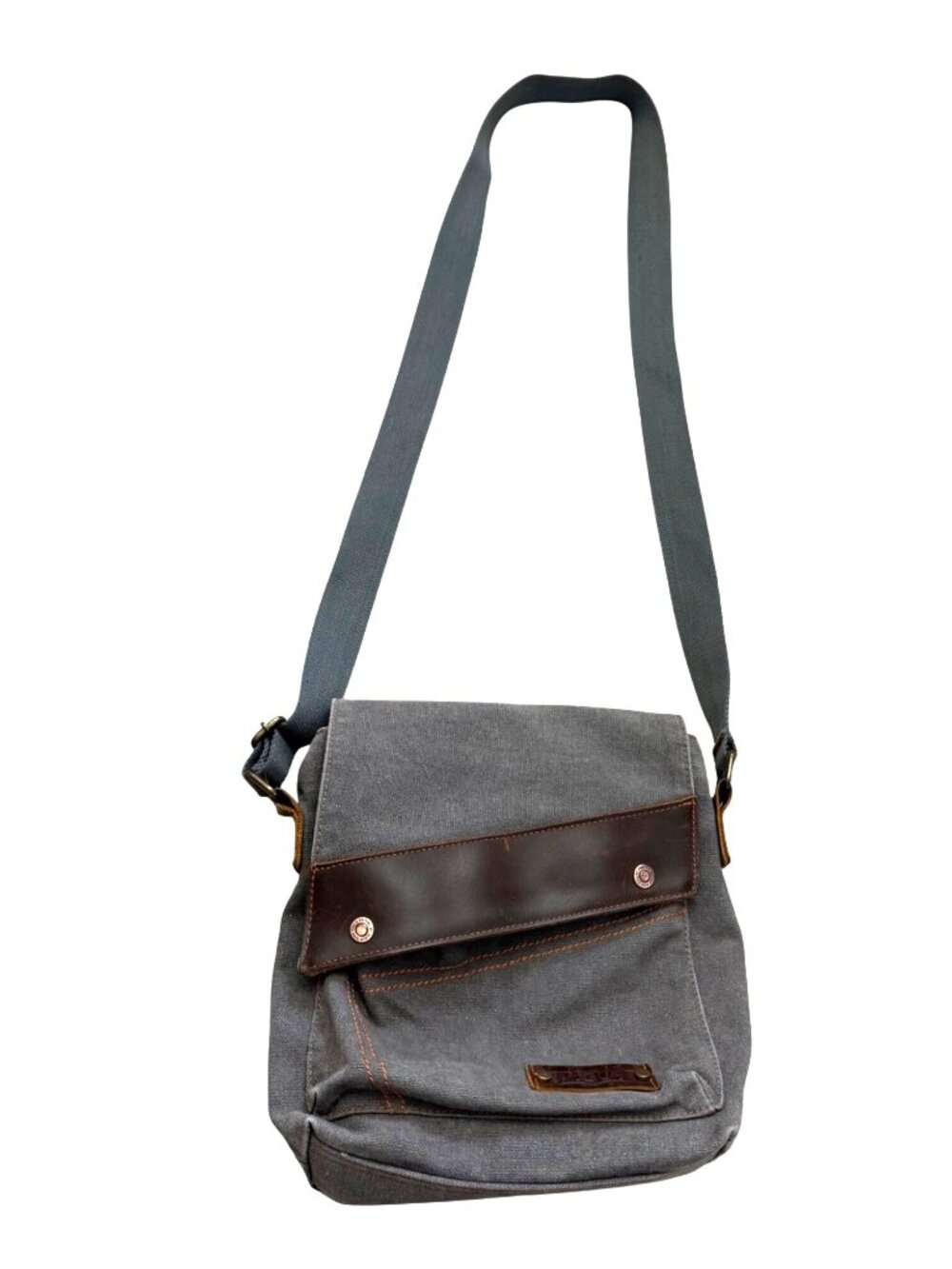 Augur Unisex Adult Crossbody Bag Gray Canvas Leather Messenger Purse Travel